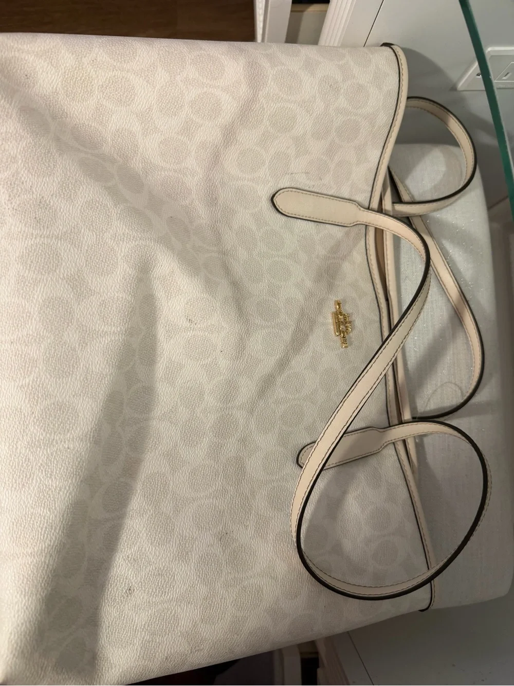 Coach Cream Signature Tote with Neutral Trim